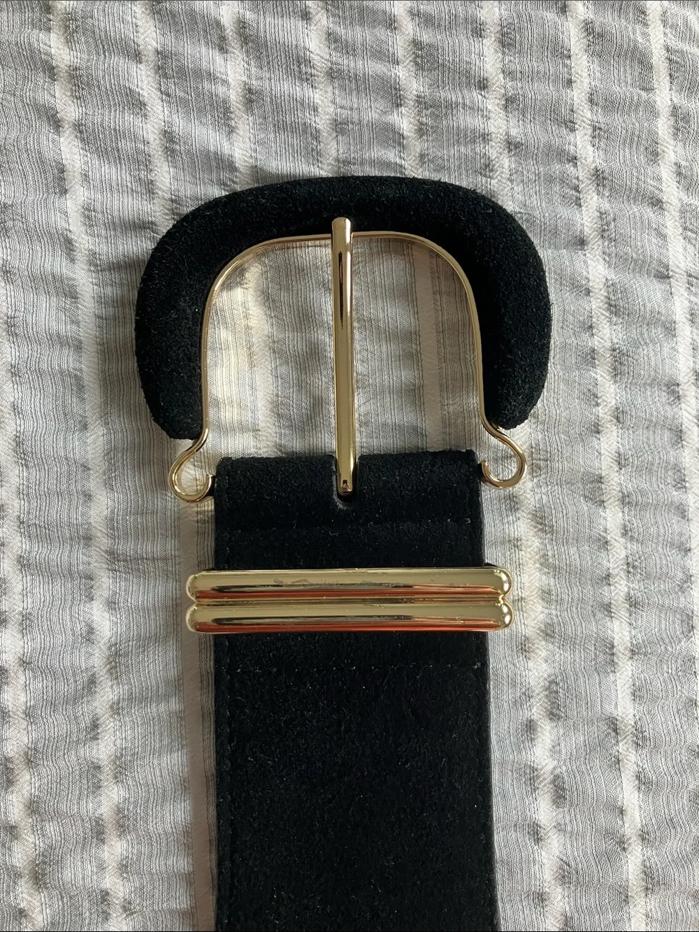 J McLaughlin Black Suede Belt with Gold Buckle Size M- Women Accessories